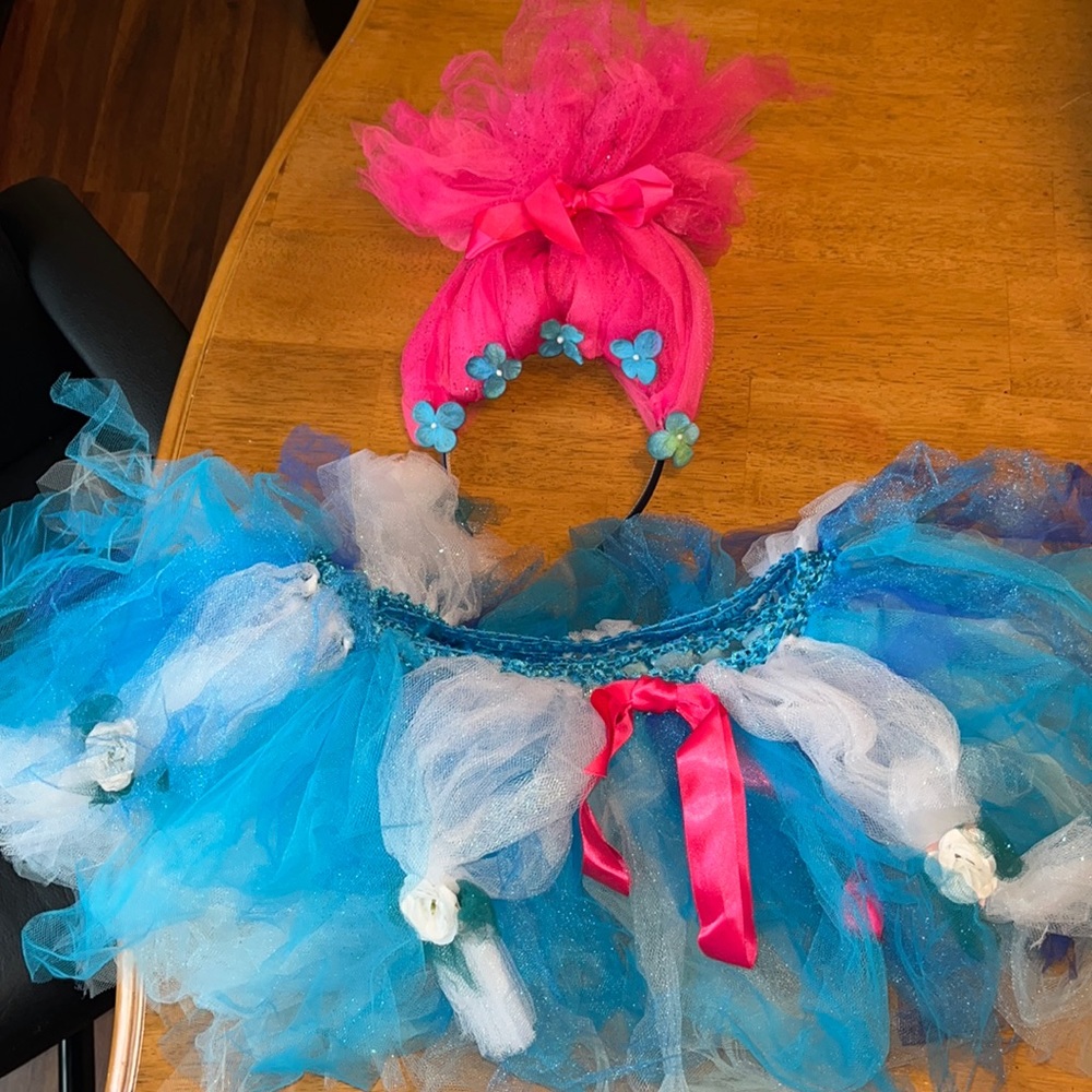 Handmade Trolls Poppy Headband and Tutu
